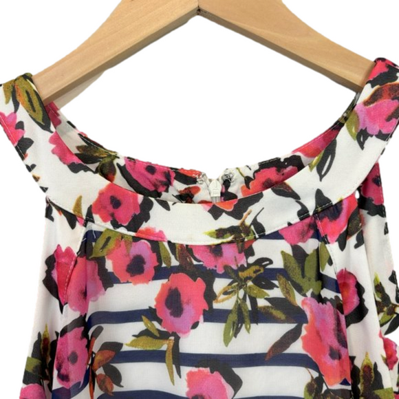 Betsy Johnson Pink-n Blue Floral sleeveless dress fully lined w/zipper size 12 - Picture 4 of 4